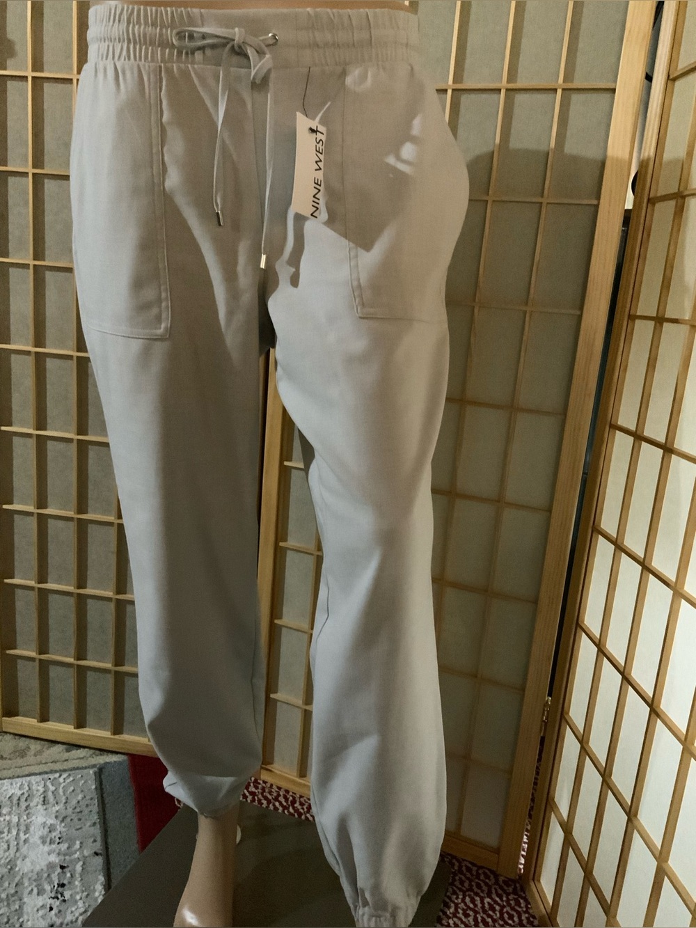 Nine West women Light Gray Drawstring Jogger Pants